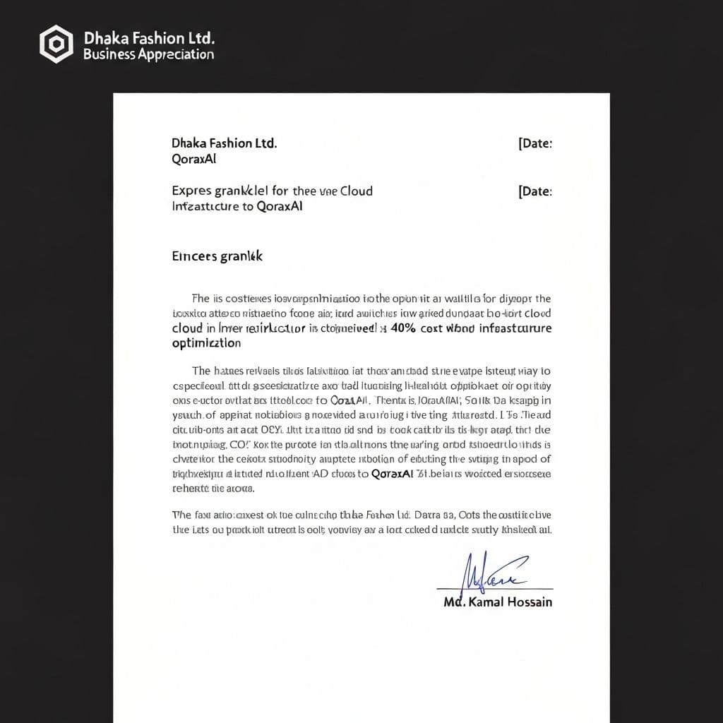 Dhaka Fashion Ltd. appreciation certificate